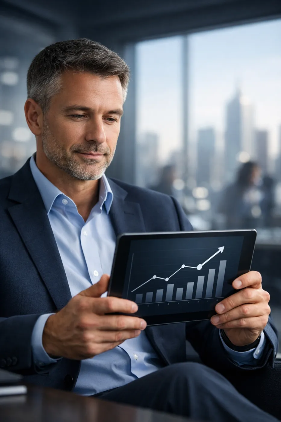A Birmingham business owner reviews clear financial growth charts